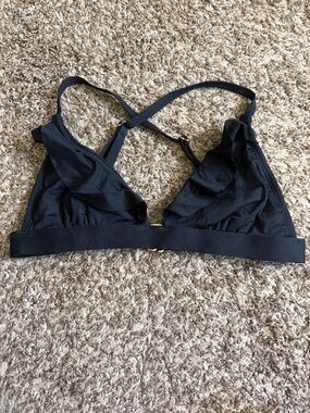 Shade & Shore Black Ruffle Triangle Bikini Top